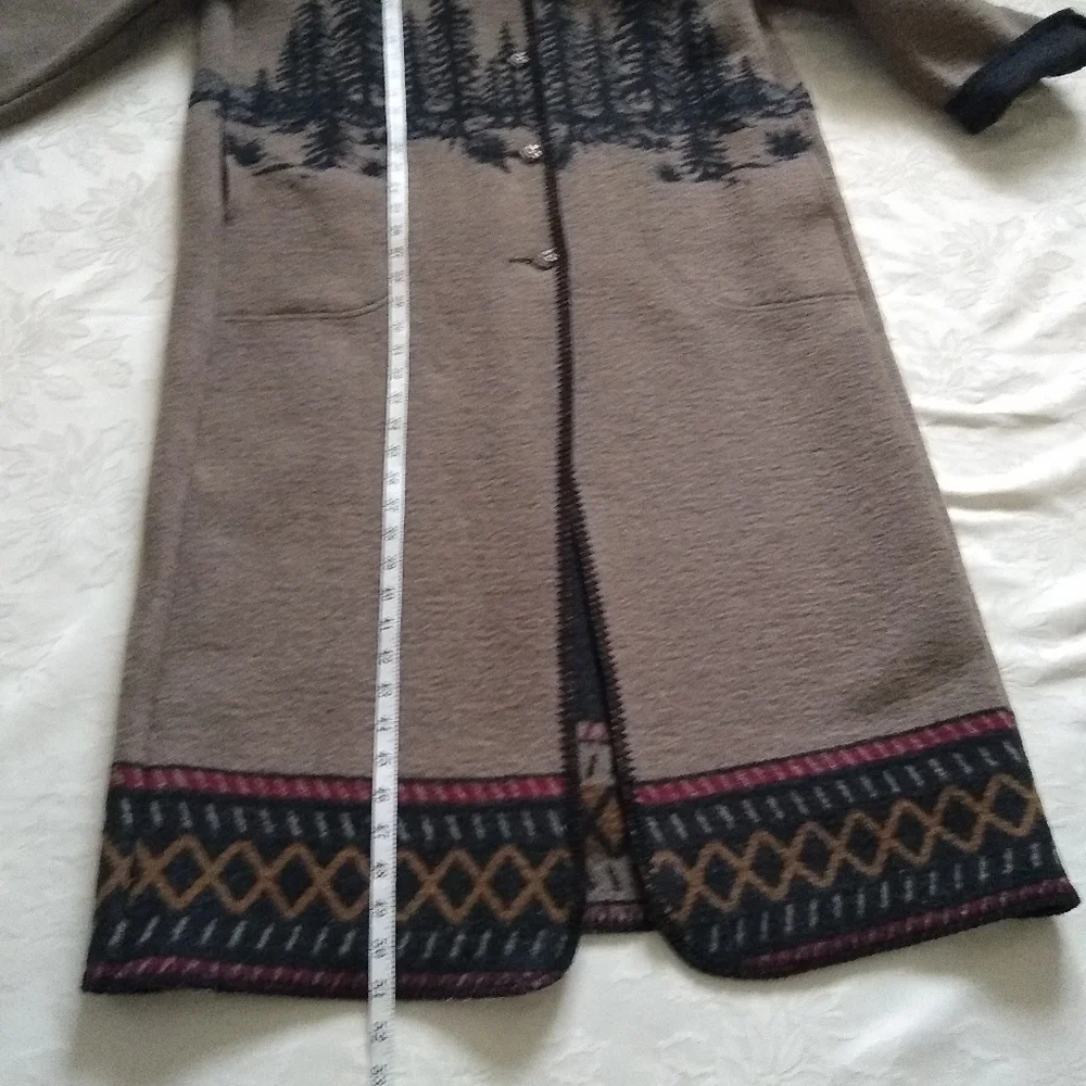 Shawl collar wearable art blanket wool blend Italy maxi long coat folklore - Picture 5 of 9